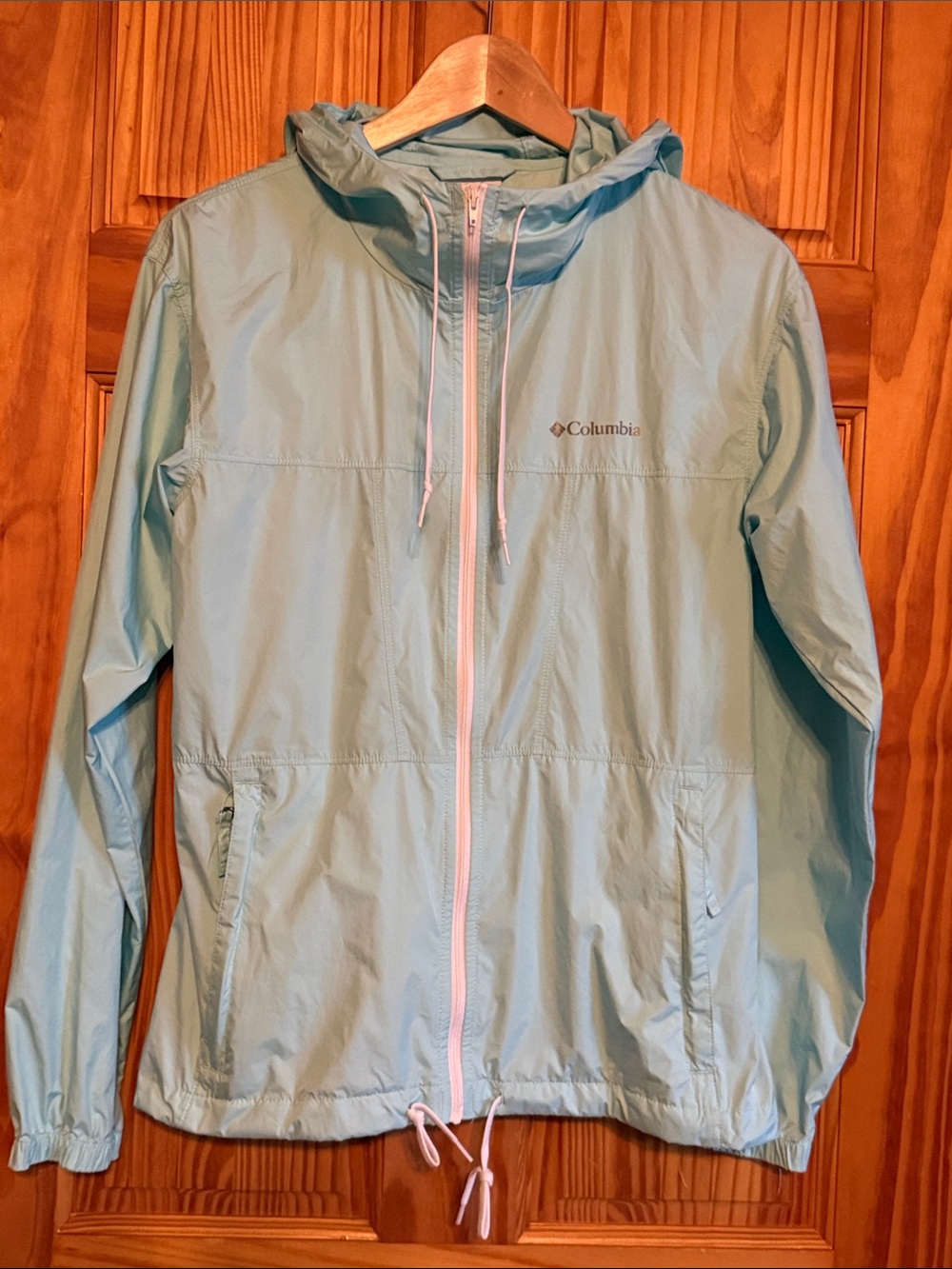 Columbia Hooded Lightweight Windbreaker Jacket - Light Teal